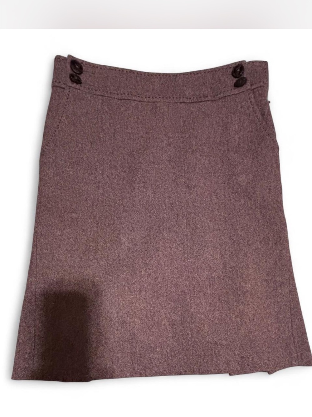 Bebe sz 6 Purple Wool Skirt pleat detail in back button detail academia classic